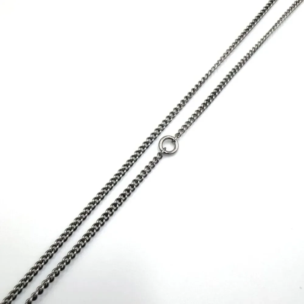 CHANEL Faux Pearl Necklace Silver Metal